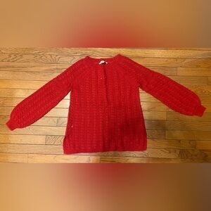 LOFT Vibrant Red Knit Lace Sweater XS